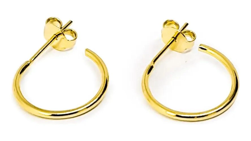 AROS ARGOLLAS TUBO FINO DE 15 MM CON BAÑO DE ORO 18K - 1