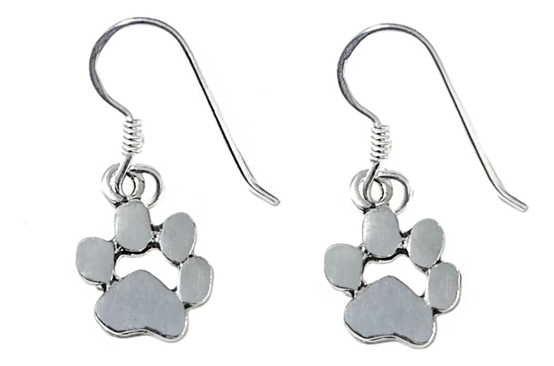 AROS CON DISEÑO DE HUELLA DE PERRO CALADA EN PLATA FINA 925 - 1