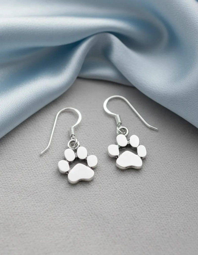 AROS CON DISEÑO DE HUELLA DE PERRO CALADA EN PLATA FINA 925 - 3