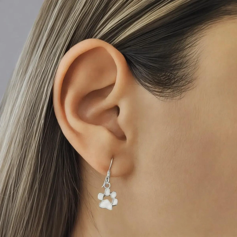 AROS CON DISEÑO DE HUELLA DE PERRO CALADA EN PLATA FINA 925 - 5