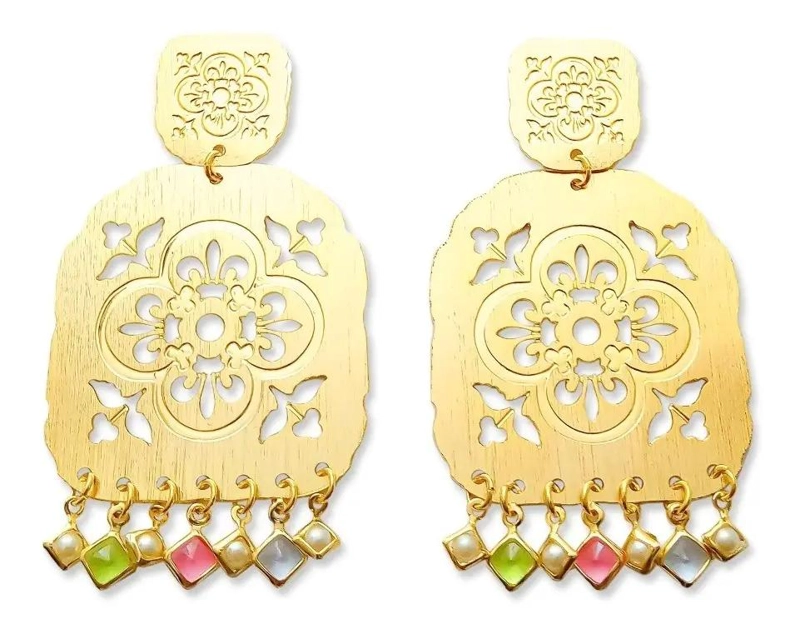 AROS BELE N CON BAÑO DE ORO 18K DISEÑO ELEGANTE Y DURADERO - 1