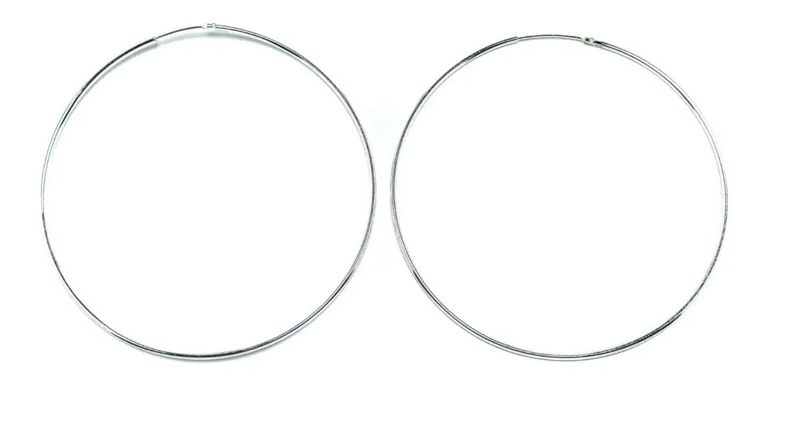 AROS ARGOLLA GRANDES DE PLATA FINA 925 CON DIAMETRO DE 75 MM - 1