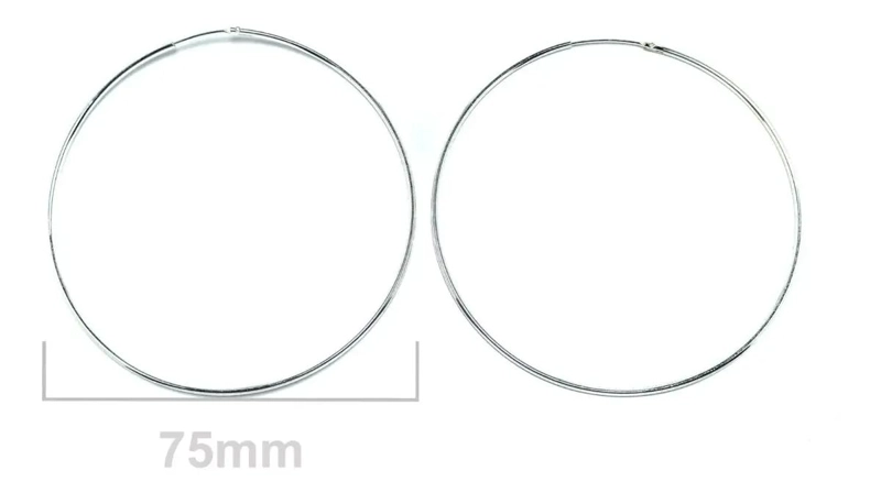 AROS ARGOLLA GRANDES DE PLATA FINA 925 CON DIAMETRO DE 75 MM - 2