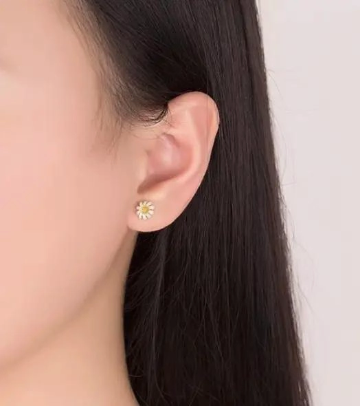 AROS CON DISEÑO DE GIRASOL Y MARGARITA EN PLATA 925 - 2