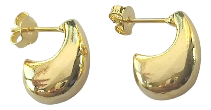 AROS GOTA CON BAÑO DE ORO 18K ELEGANTES Y DURADEROS - 1