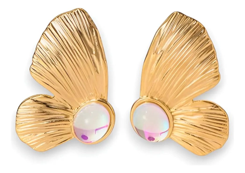 AROS CON DISEÑO DE ALAS DE MARIPOSA EN ACERO INOXIDABLE PARA MUJER - 1