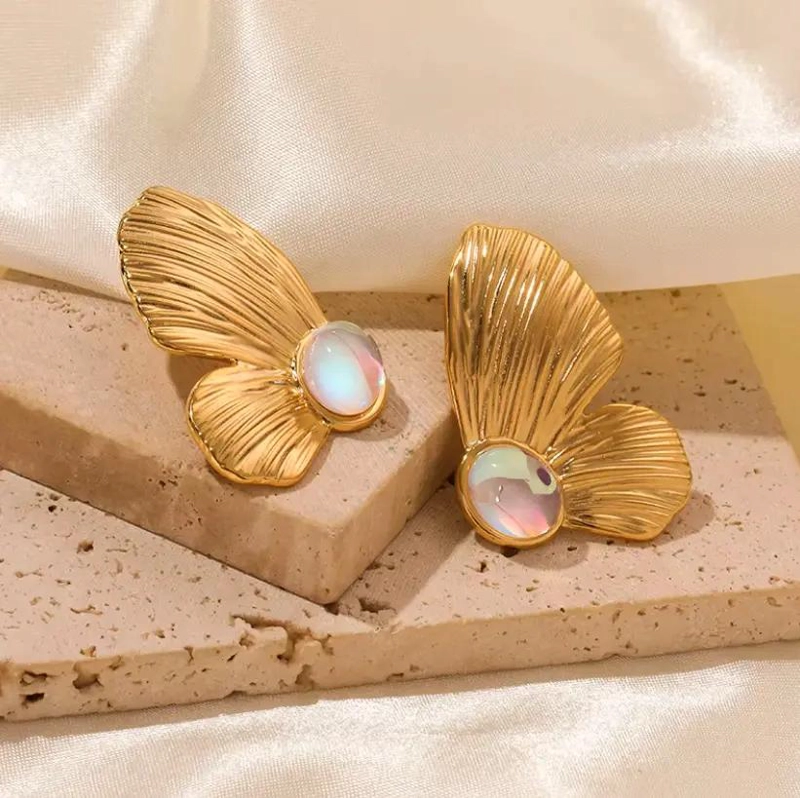 AROS CON DISEÑO DE ALAS DE MARIPOSA EN ACERO INOXIDABLE PARA MUJER - 2