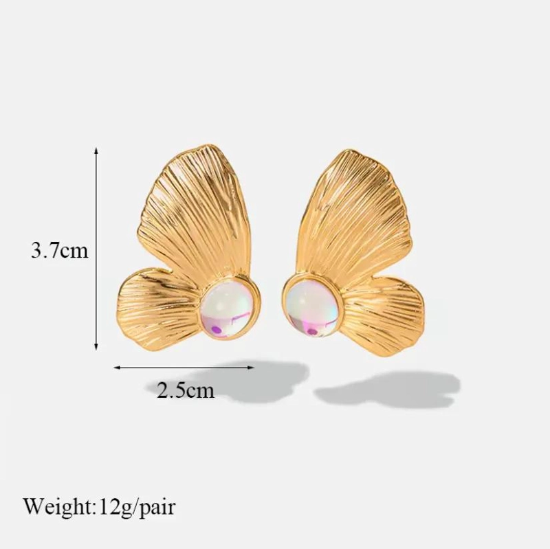 AROS CON DISEÑO DE ALAS DE MARIPOSA EN ACERO INOXIDABLE PARA MUJER - 3
