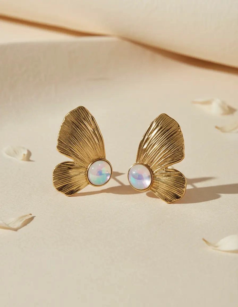 AROS CON DISEÑO DE ALAS DE MARIPOSA EN ACERO INOXIDABLE PARA MUJER - 4