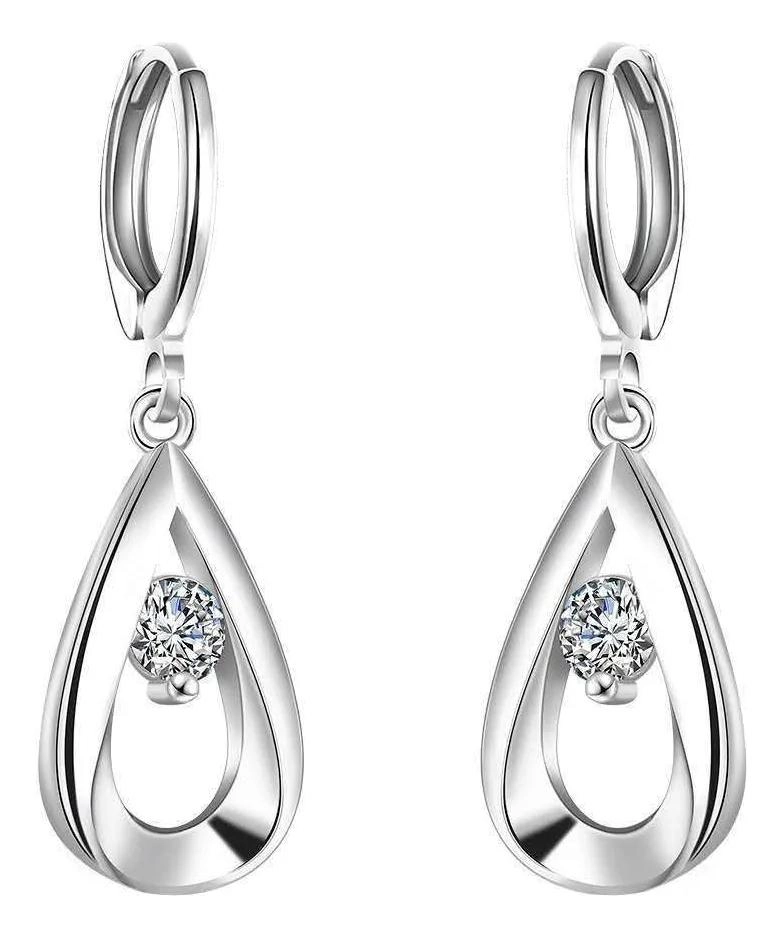 ARETES DE GOTAS CON CIRCONIA Y BAÑO DE PLATA 925 PARA MUJER - 3