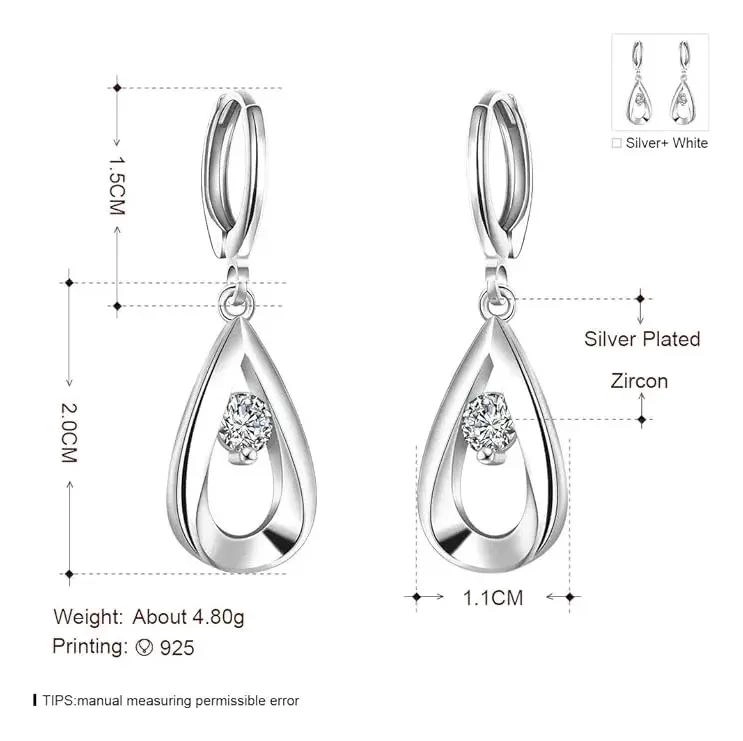 ARETES DE GOTAS CON CIRCONIA Y BAÑO DE PLATA 925 PARA MUJER - 4