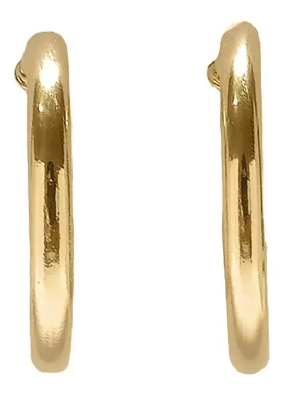 AROS ARGOLLA TUBO REDONDO DE 28 MM CON BAÑO DE ORO 18 QUILATES - 1