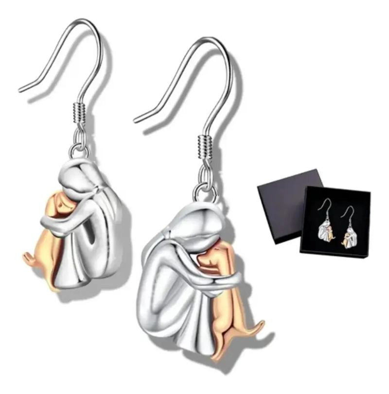 AROS PARA MUJER CON DISEÑO DE PERRO EN PLATA 925 CON ESTUCHE - 1