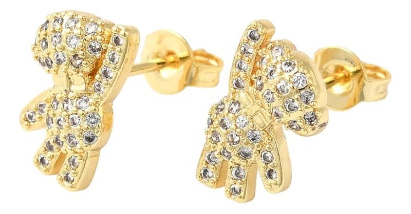 PENDIENTES DE OSITOS CON ZIRCONIA PARA DAMA ELEGANTES Y DELICADOS - 1