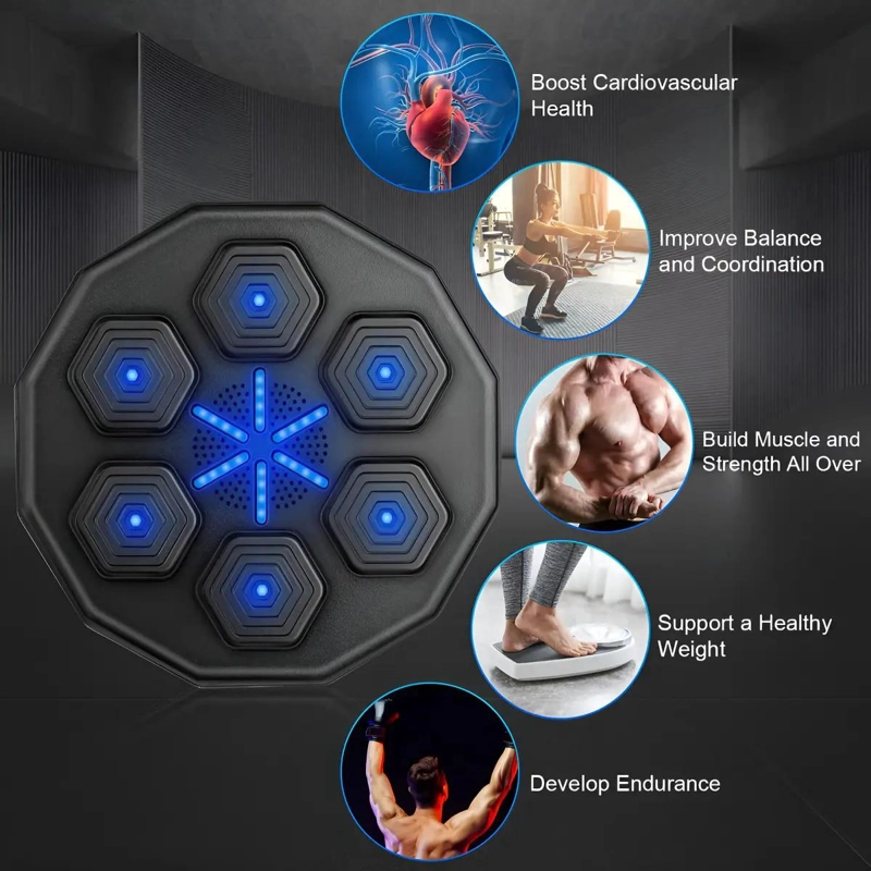 MAQUINA DE BOXEO CON GUANTES Y CONEXION BLUETOOTH PARA MUSICA - 1