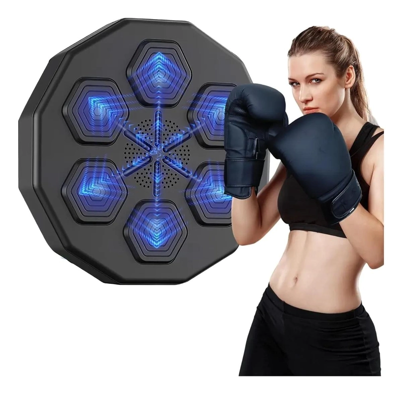 MAQUINA DE BOXEO MURAL CON FUNCION MUSICAL Y GUANTES NEGROS INCLUIDOS - 1