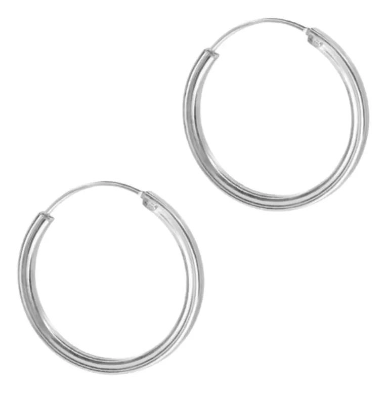 AROS DE PLATA CON DISEÑO DE ARGOLLAS LISAS Y BORDE CUADRADO ELEGANTE - 3