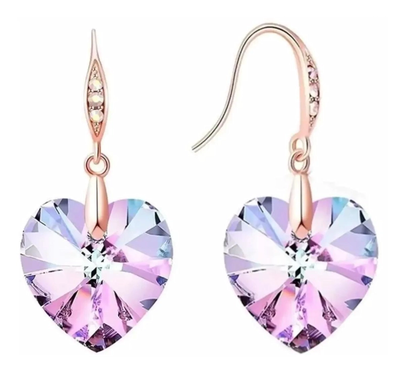 AROS PARA MUJER CON DISEÑO DE CORAZON EN ACRILICO LIVIANO Y ELEGANTE - 1