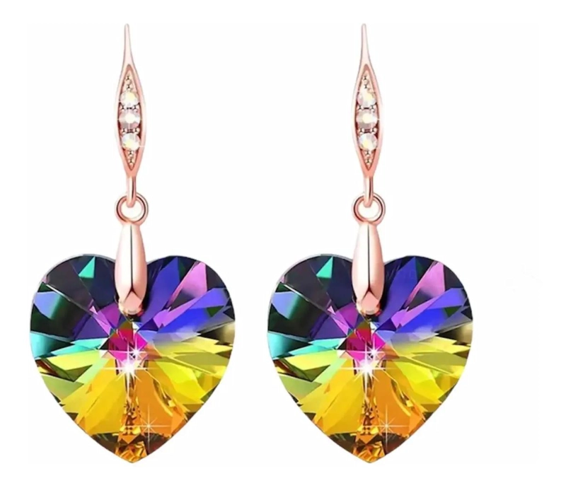 AROS PARA MUJER CON DISEÑO DE CORAZON EN ACRILICO LIVIANO Y ELEGANTE - 3