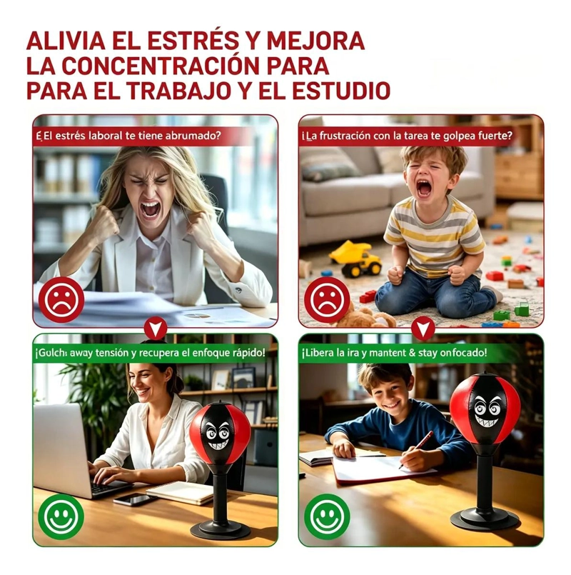 SACO DE BOXEO DE ESCRITORIO CON VENTOSA PARA OFICINA Y NIÑOS - 3