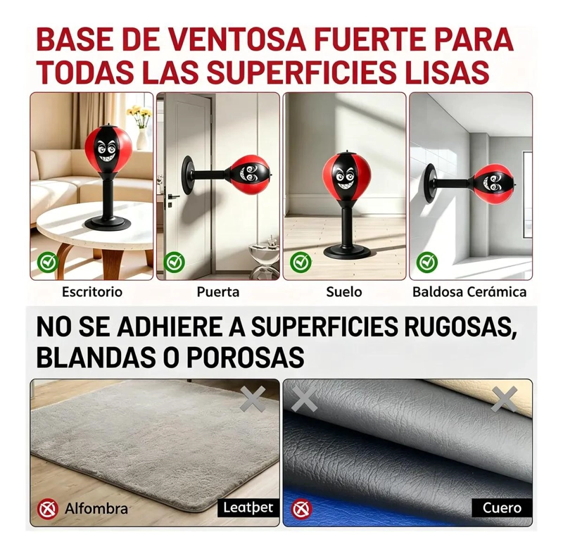SACO DE BOXEO DE ESCRITORIO CON VENTOSA PARA OFICINA Y NIÑOS - 5