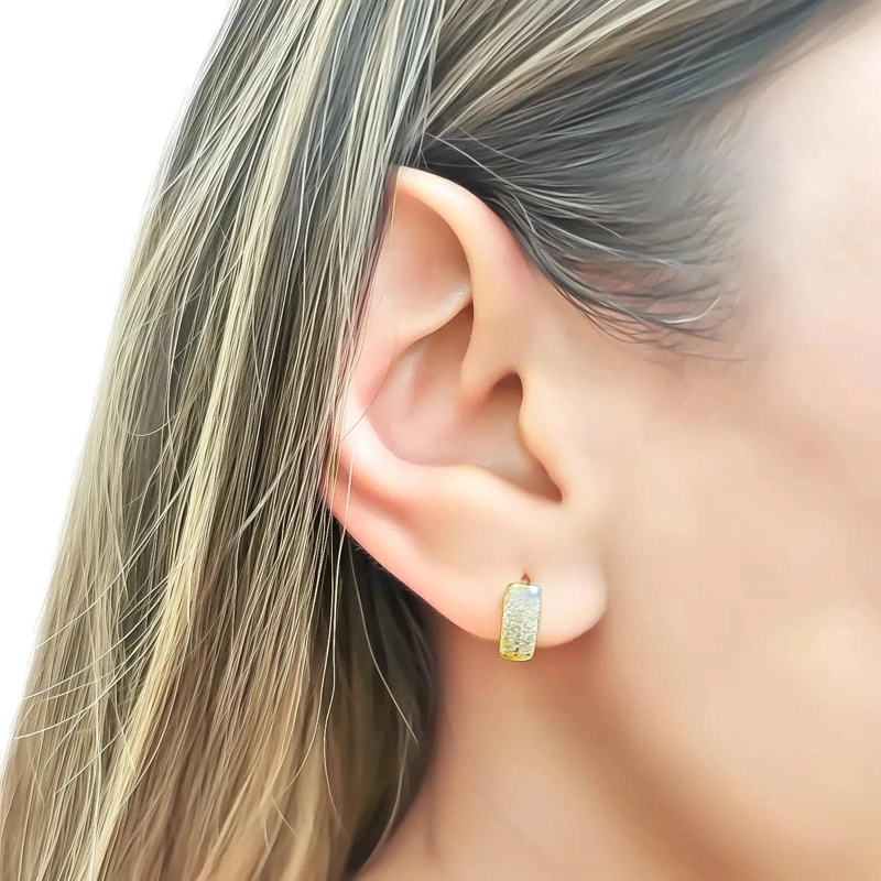 AROS ARGOLLA CON TRES LINEAS Y CIRCON BLANCO ENCHAPADO EN ORO 18K - 3