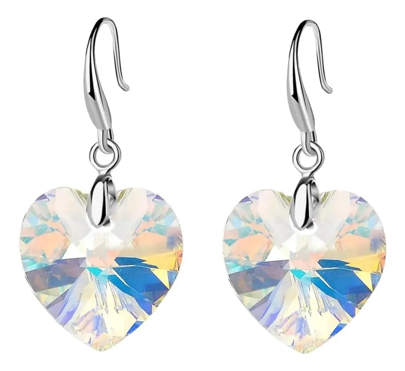 AROS PARA MUJER CON DISEÑO DE CORAZON EN ACRILICO LIVIANO - 1