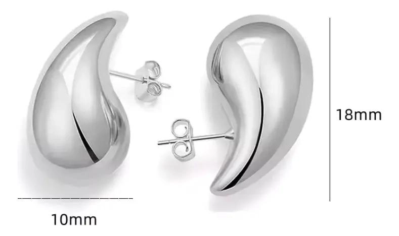 AROS DE PLATA CON DISEÑO ESTILO GOTA Y ACABADO GRUESO DE 18 MM - 4