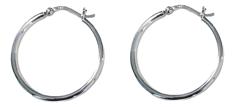 AROS ARGOLLA CON BROCHE DE PLATA FINA 925 DE 30 MM - 1