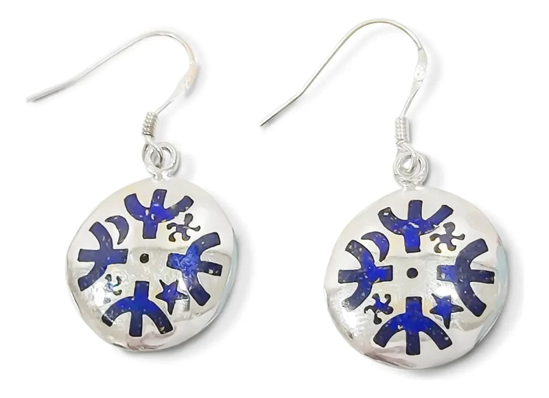 AROS CON LAPISLAZULI RECONSTITUIDO Y PLATA FINA 950 DE ALTA CALIDAD - 1
