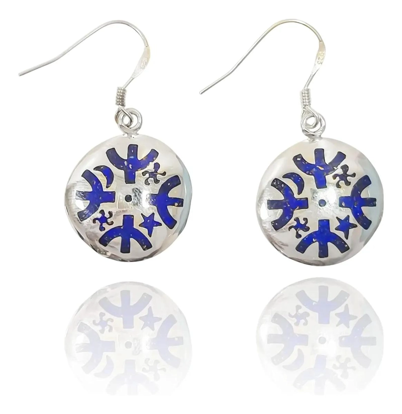 AROS CON LAPISLAZULI RECONSTITUIDO Y PLATA FINA 950 DE ALTA CALIDAD - 2