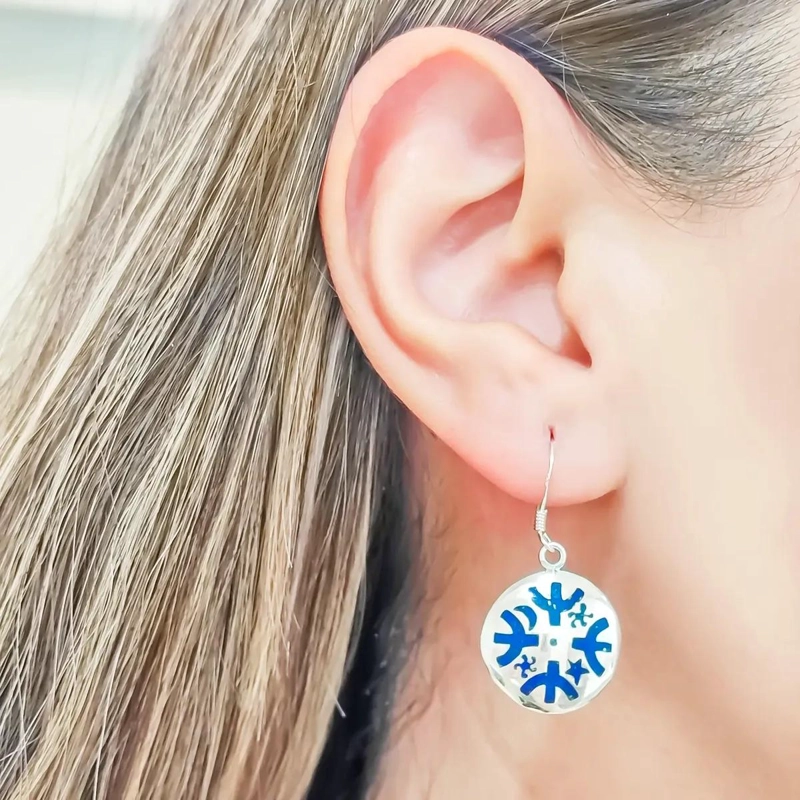 AROS CON LAPISLAZULI RECONSTITUIDO Y PLATA FINA 950 DE ALTA CALIDAD - 3
