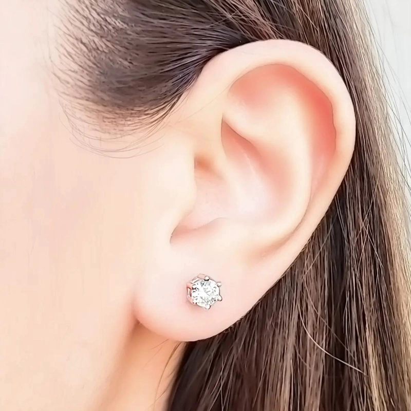 AROS DE PLATA FINA 925 CON CIRCON BLANCO DE 6MM - 2