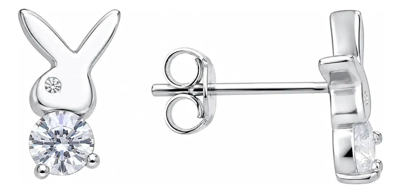 AROS DE PLATA FINA 925 CON CIRCONIA BRILLANTE EN DISEÑO DE CONEJO PARA MUJER - 1