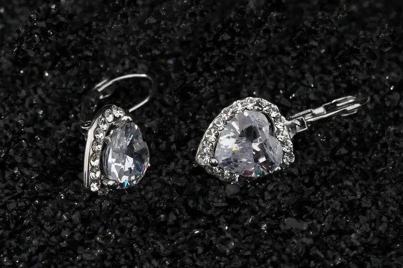 PENDIENTES DE PLATA 925 CON DISEÑO DE CORAZON PARA MUJER - 2