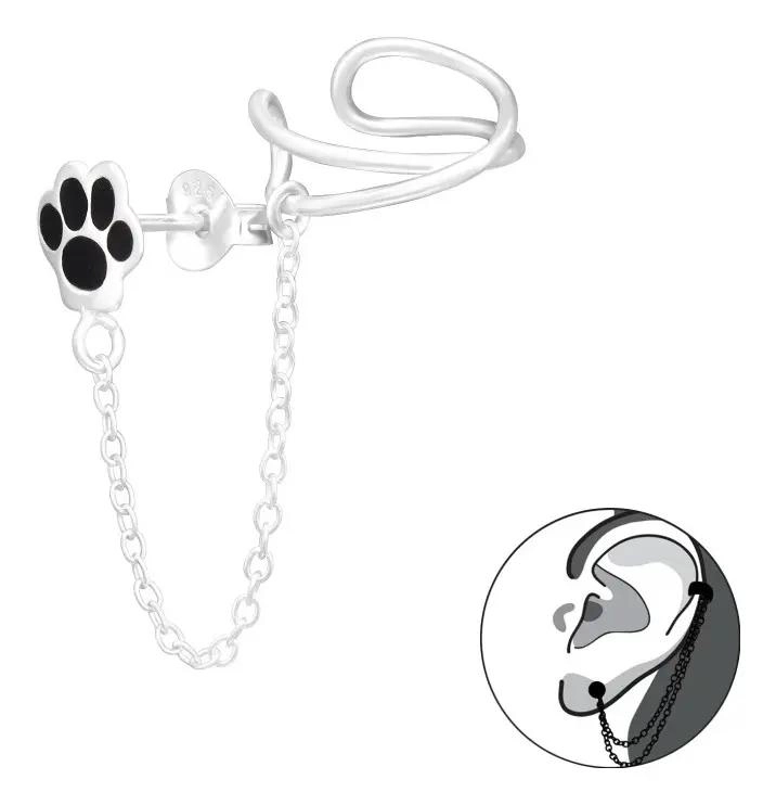 AROS CON DISEÑO DE PATA DE PERRO Y ARGOLLA A PRESION EN PLATA 925 - 1