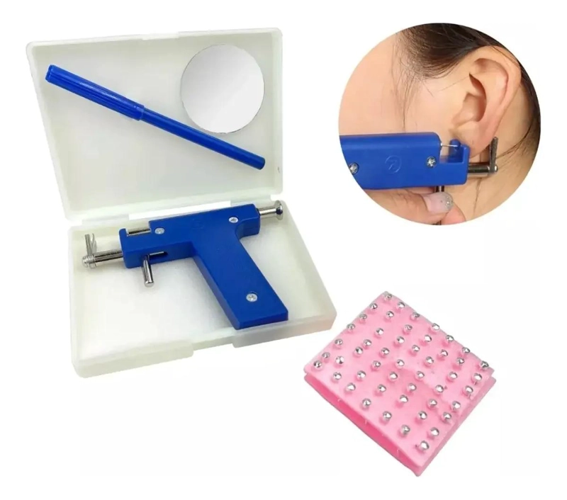 KIT DE PISTOLA PERFORADORA CON 5 AROS DE ACERO INOXIDABLE - 1