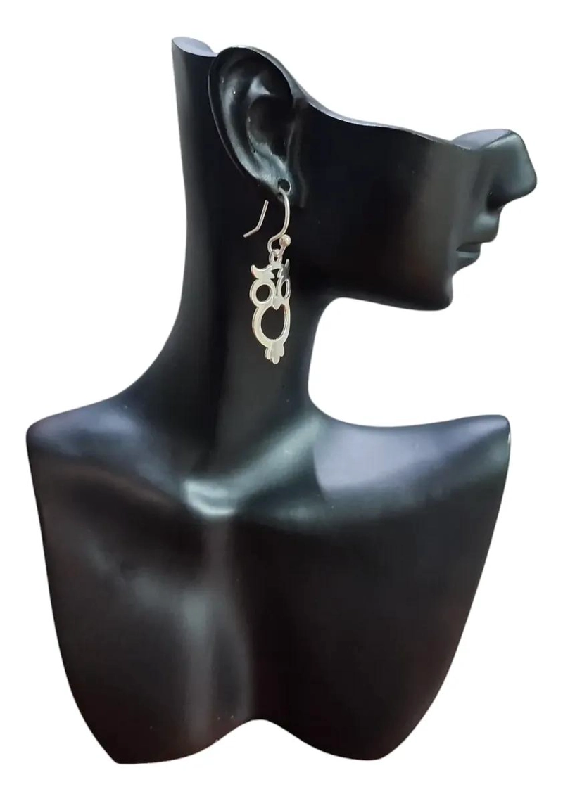 PAR DE AROS CON DISEÑO DE BUHO EN PLATA 925 PARA MUJER Y NIÑOS - 2