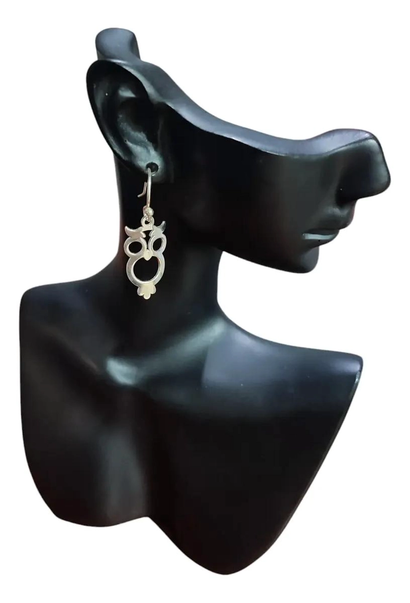 PAR DE AROS CON DISEÑO DE BUHO EN PLATA 925 PARA MUJER Y NIÑOS - 3