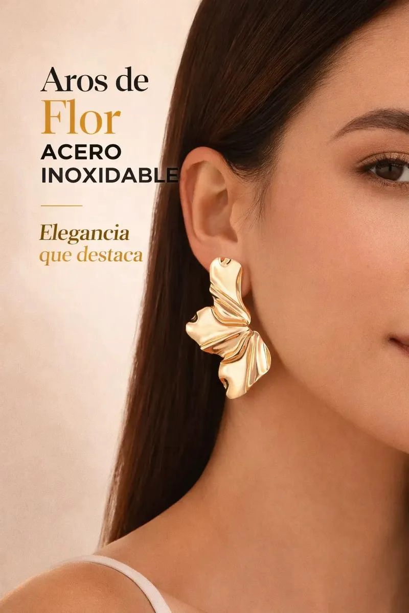 AROS DE FLOR EN ACERO INOXIDABLE PARA MUJER CON DISEÑO ELEGANTE - 4
