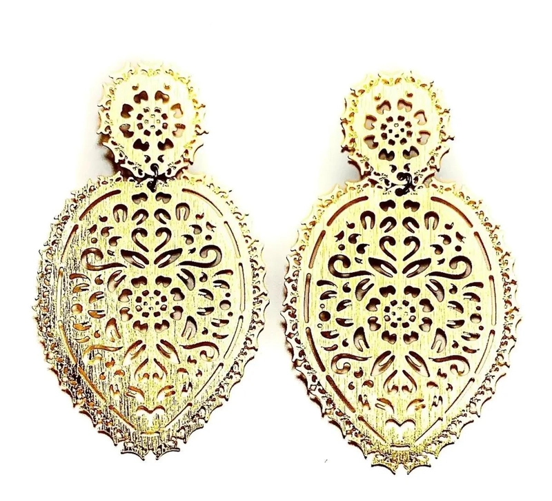 AROS ESTILO BARROCO CON BAÑO DE ORO 18K ELEGANTES Y SOFISTICADOS - 1