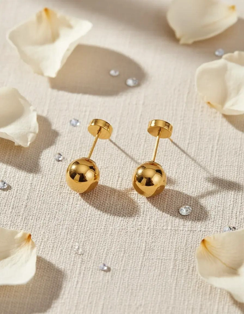 AROS DE ORO 18 QUILATES CON DISEÑO DE BOLITAS DE 5 MILIMETROS - 1