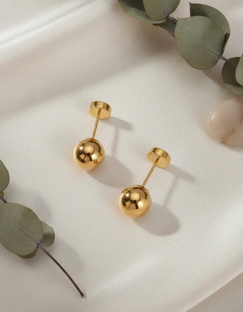 AROS DE ORO 18 QUILATES CON DISEÑO DE BOLITAS DE 5 MILIMETROS - 2