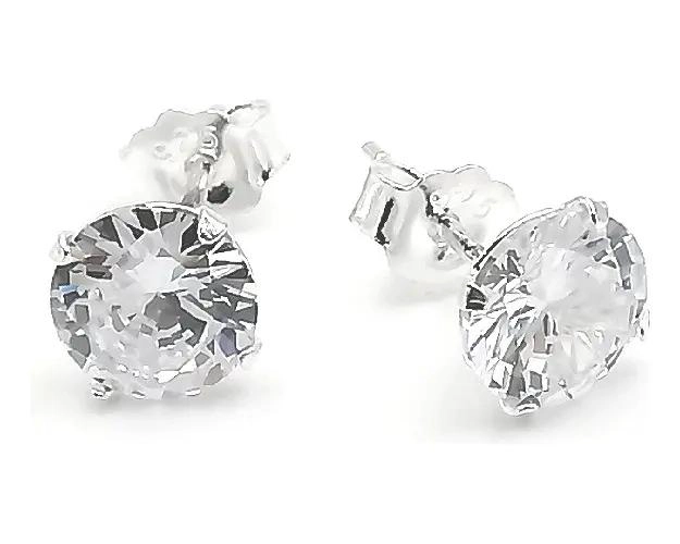 AROS REDONDOS CON CIRCON BLANCO DE 7MM EN PLATA FINA 925 - 2