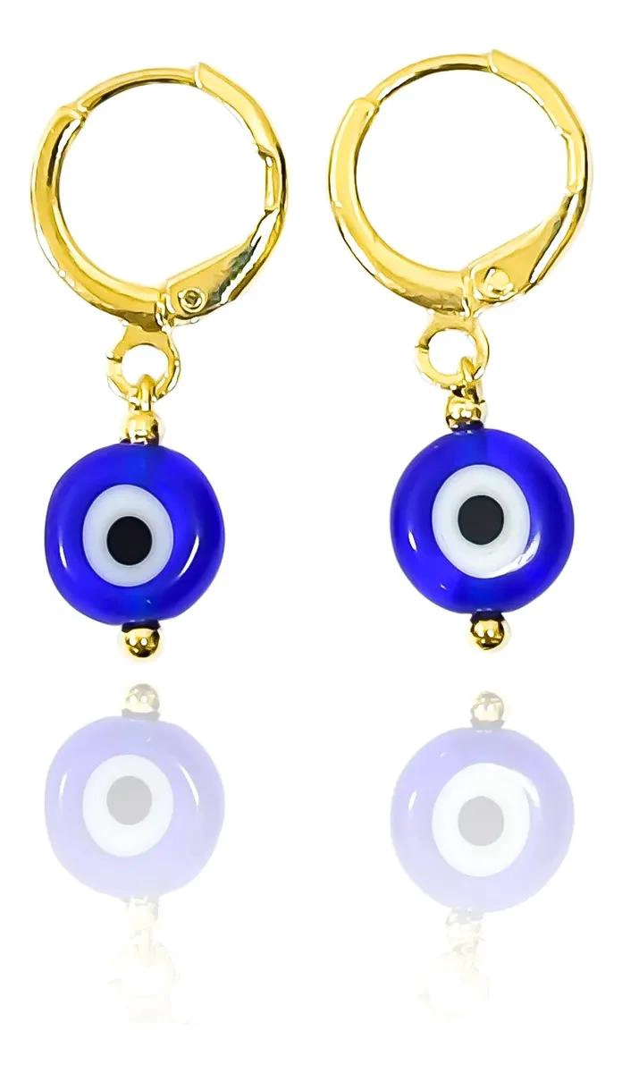 AROS ARGOLLA CON DISEÑO DE OJO TURCO ENCHAPADO EN ORO DE 18K DE 8MM - 1