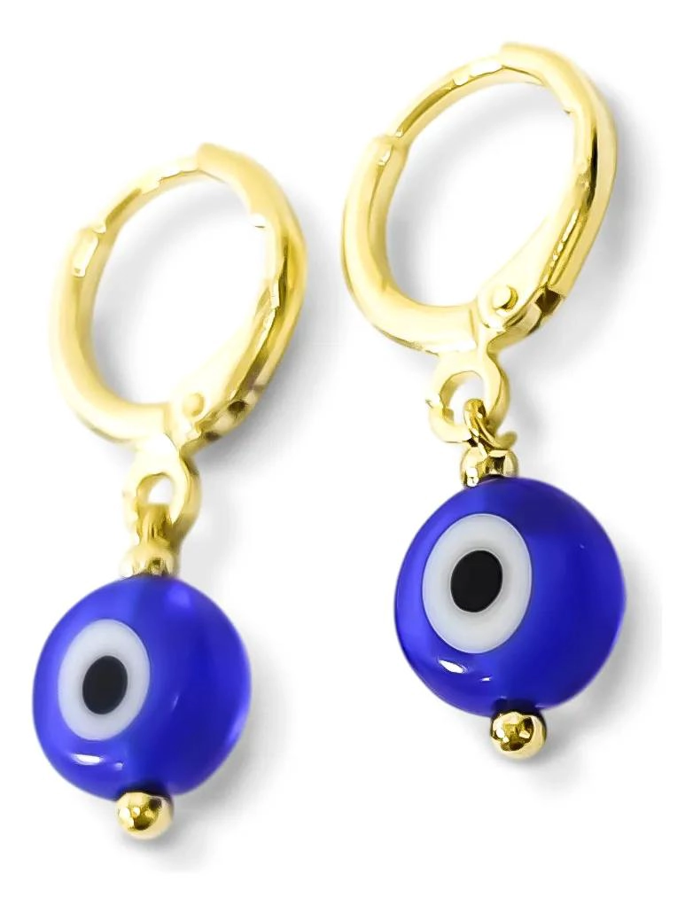 AROS ARGOLLA CON DISEÑO DE OJO TURCO ENCHAPADO EN ORO DE 18K DE 8MM - 2