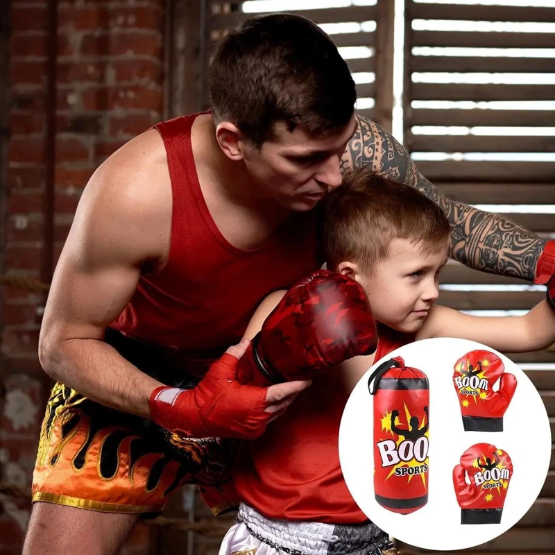 KIT DE BOXEO INFANTIL CON SACO, GUANTES Y PUSHING BALL PARA ENTRENAMIENTO - 3