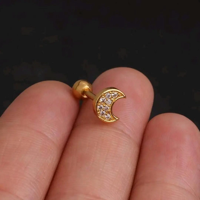 SET DE AROS PEQUEÑOS CON TOPE BAÑO EN ORO 18K Y VARIAS PERFORACIONES - 4