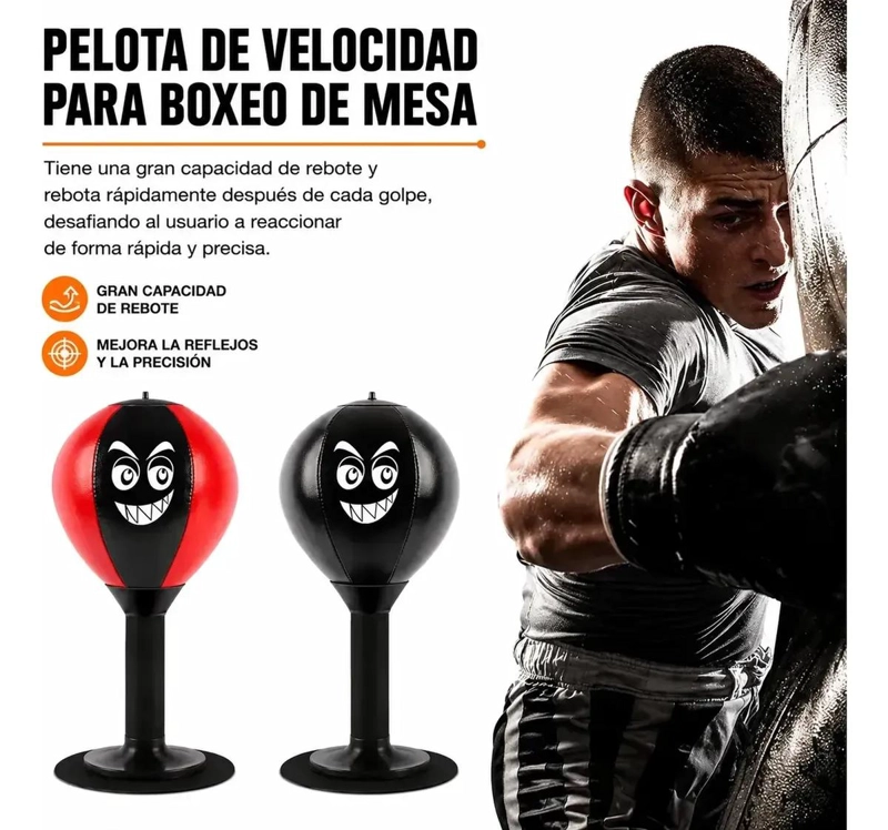 SET DE BOXEO CON PELOTA DE GOLPE PARA MESA PARA NIÑOS Y ADULTOS - 2