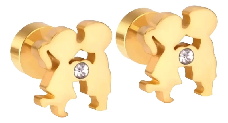 AROS PARA PAREJA EN ORO 18KT CON CRISTAL PARA SAN VALENTIN - 1